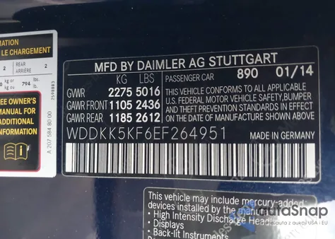 2014 Mercedes-Benz E 350 from USA, damaged, VIN WDDKK5KF6EF264951